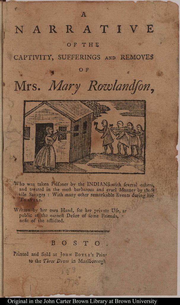 Title Page from Mary Rowlandson’s Captivity, 1773 edition.