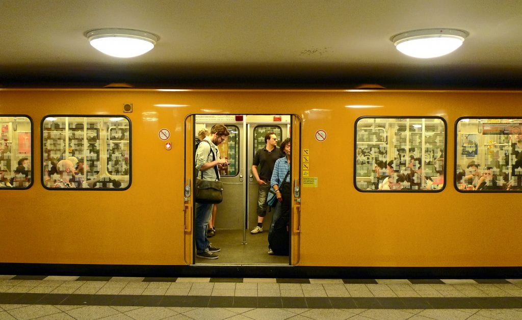 Open train door on the U-Bahn
