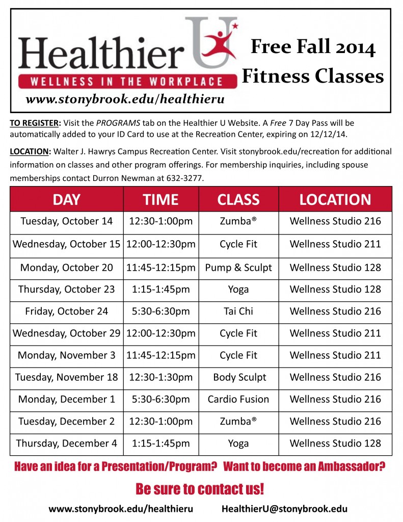 HU Fall 2014 Fitness Classes