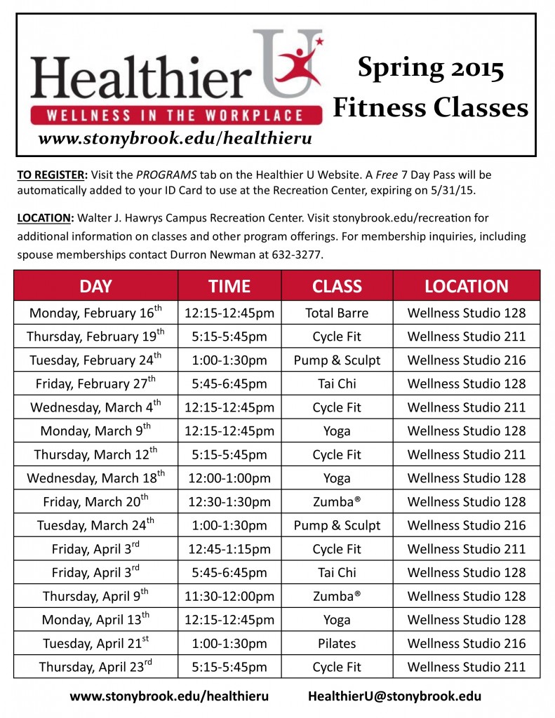 HU Spring 2015 Fitness Classes