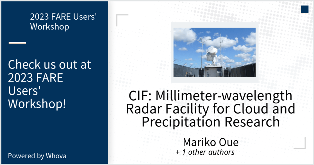 Stony Brook Millimeter-wavelength radar facility will join the 2023 FARE User's Workshop https://www.eol.ucar.edu/fare-users-workshop