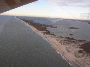 The breach at Old Inlet on Fire Island (photo by Charlie Flagg) Images from a previous breach in 1980 are available here